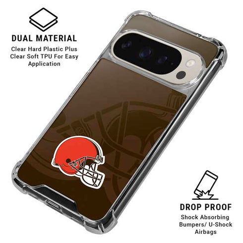 NFL Cleveland Browns Double Vision Pixel 9 Pro XL Clear Case